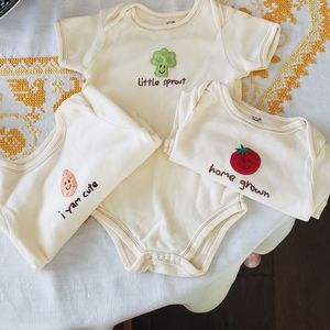 3 veggie onesies 9-12 months
